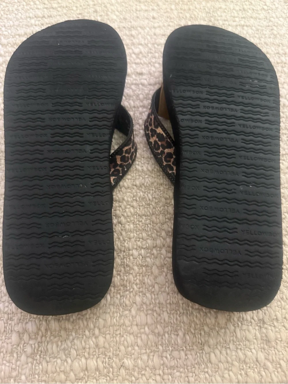 Yellow Box Black Flip Flops with Leopard-Print Beaded Straps - Picture 9 of 9